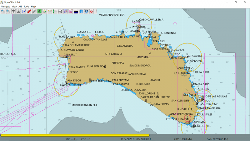 Menorca. Start point Fornells halfway along north coast. Rounding anticlockwise.