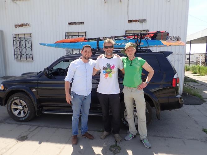 with Max and Aleksandr outside Customs at Chormomursk